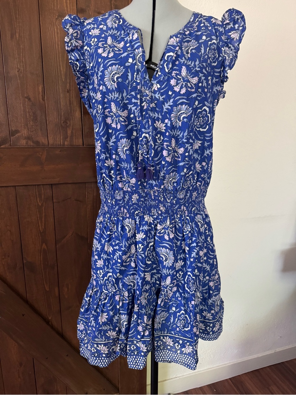 Vineyard Vines Floral Ruffle Sleeve Mini Dress in Ocean Reef